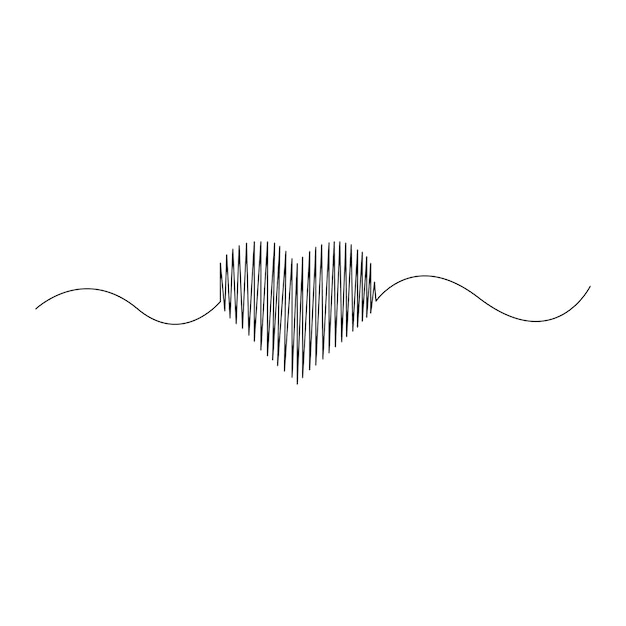 Continuous one line art Hearts of love concept on white illustration