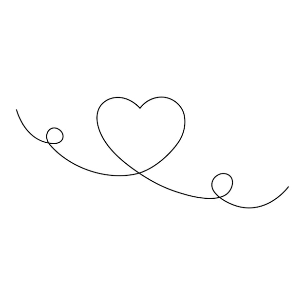 Continuous one line art Hearts of love concept on white illustration