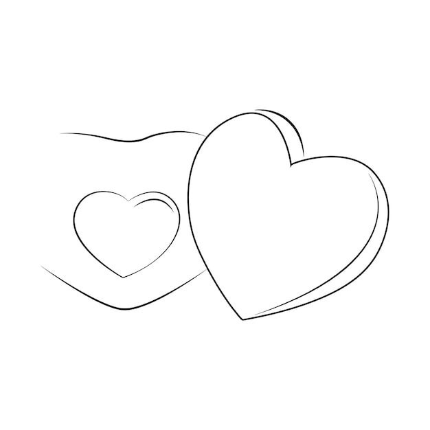 Continuous one line art Hearts of love concept on white illustration