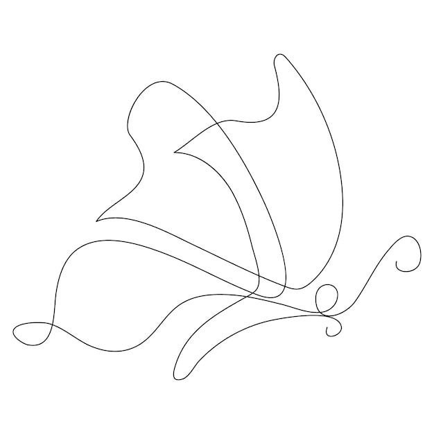 Continuous one line butterfly flying single line outline art drawing illustration