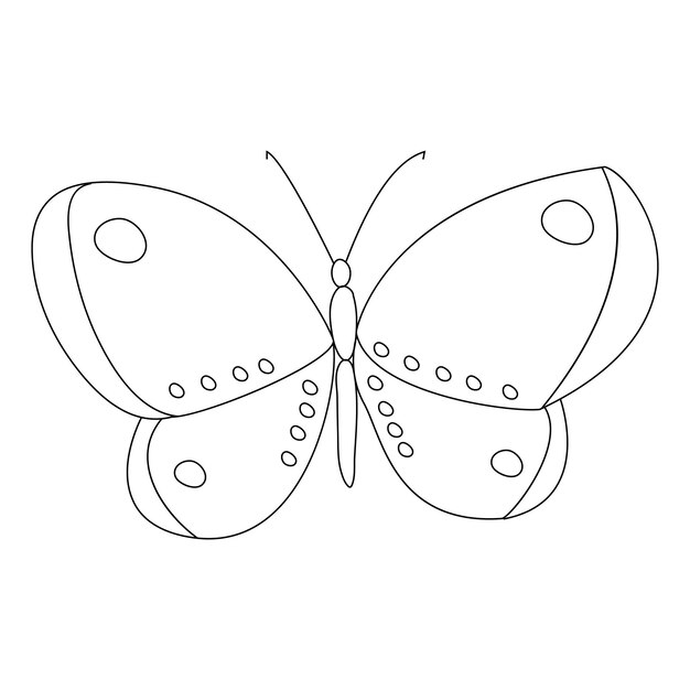 Continuous one line butterfly flying single line outline art drawing illustration