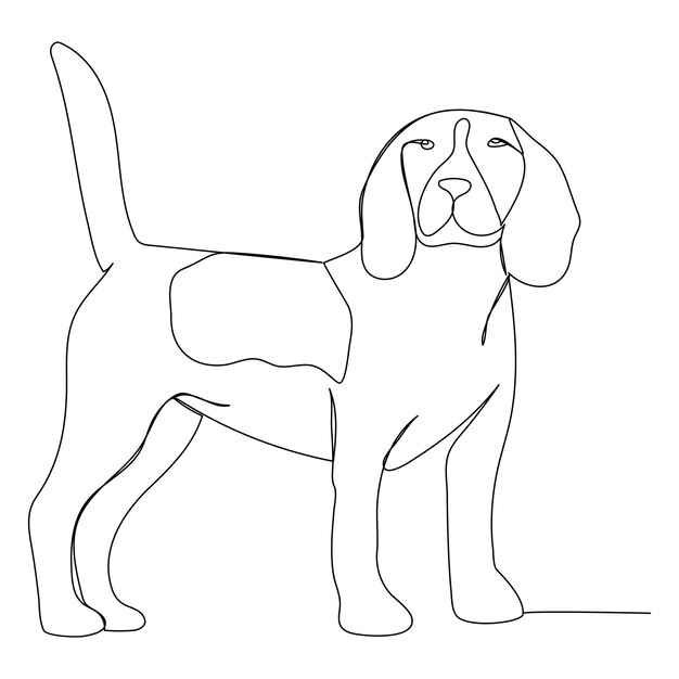 Continuous one line dog drawing out line vector illustration design