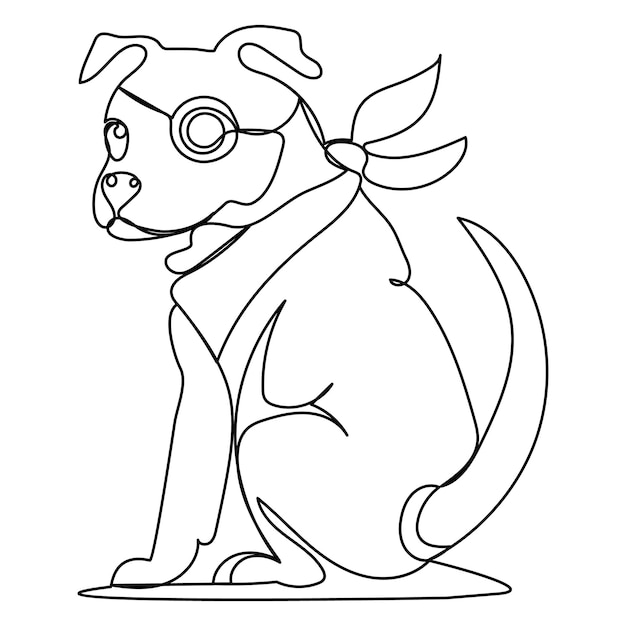 Vector continuous one line dog drawing out line vector illustration design