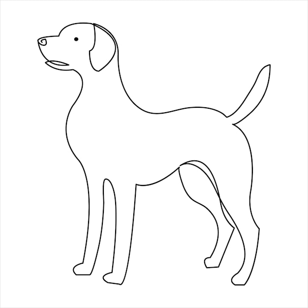 Continuous one line dog pet art drawing and dog icon simple silhouette outline vector illustration