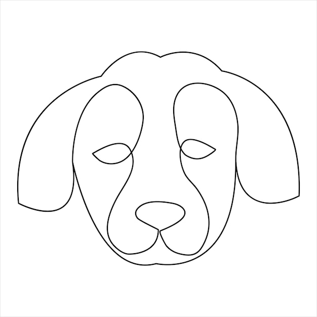 Continuous one line dog pet art drawing and dog icon simple silhouette outline vector illustration