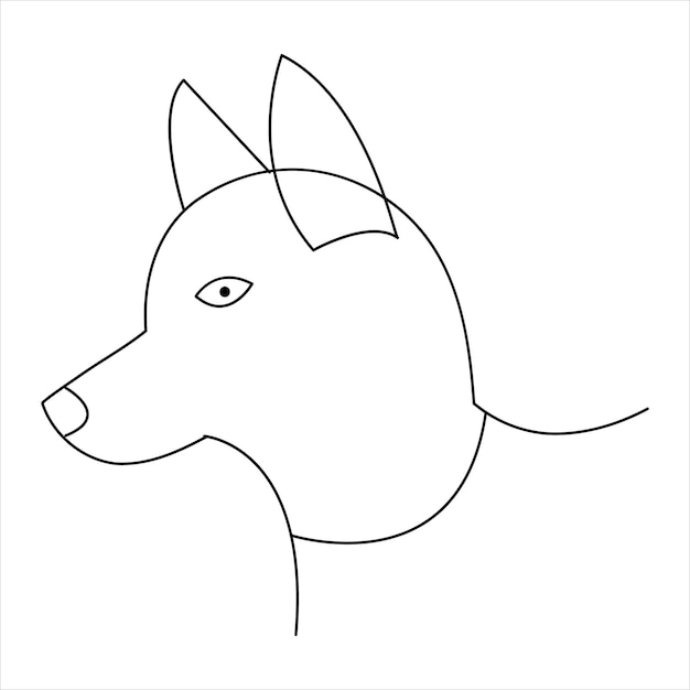 Continuous one line dog pet art drawing and dog icon simple silhouette outline vector illustration