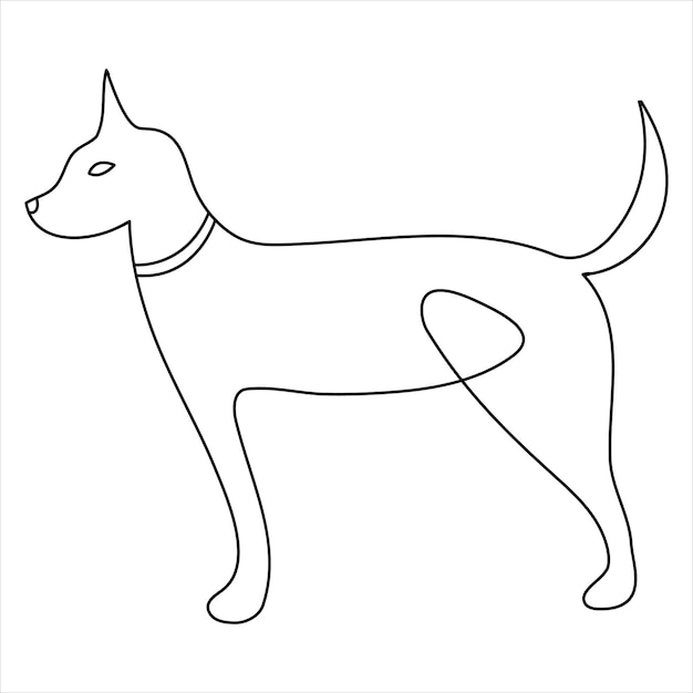 Continuous one line dog pet art drawing and dog icon simple silhouette outline vector illustration