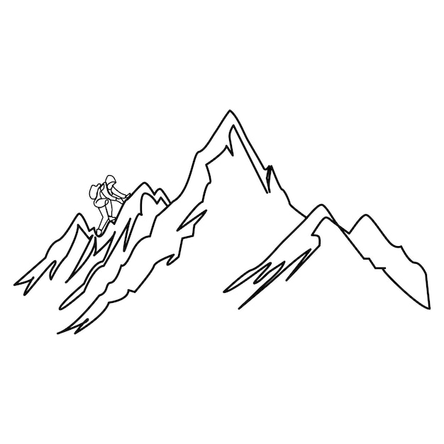 continuous one line drawing of abstract mountain range landscape top view vector outline art