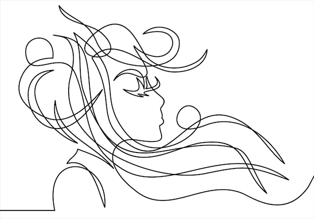 Continuous one line drawing Abstract portrait of romantic woman face Vector illustration