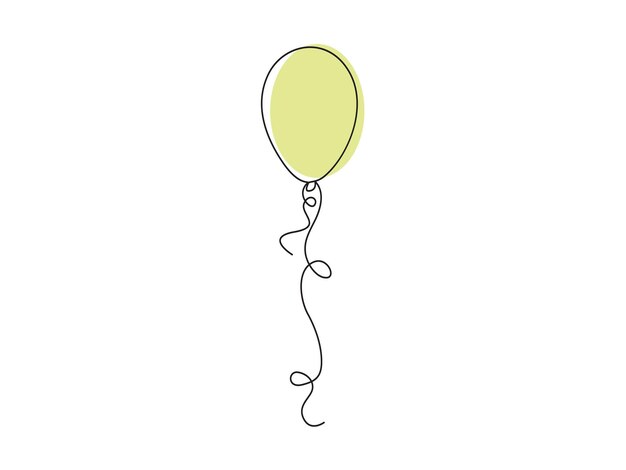 Vector continuous one line drawing of balloon birthday celebration vector illustration pro vector