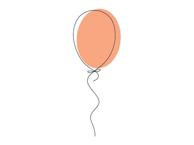 Continuous one line drawing of balloon Birthday celebration vector illustration pro vector