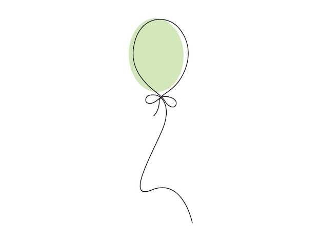 Continuous one line drawing of balloon Birthday celebration vector illustration pro vector