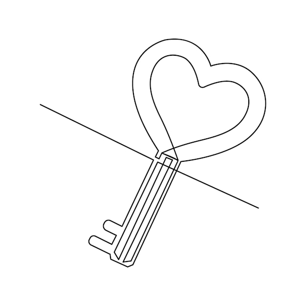 continuous one line drawing of big key vector illustration pro vector