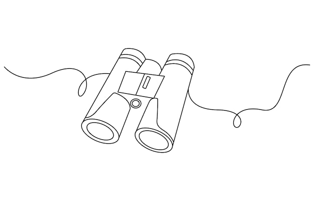 Continuous one line drawing of Binocular Binocular single line art vector design Military concept