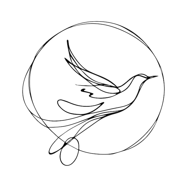 Continuous one line drawing of a bird Simple vector illustration of a bird hummingbird