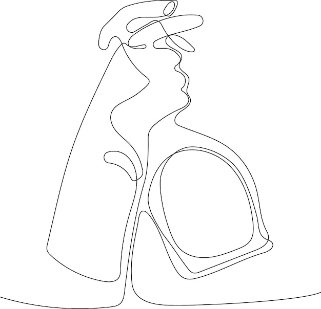 Continuous one line drawing of bottles for liquid laundry detergent, bleach, fabric softener