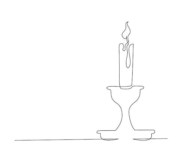 Continuous one line drawing of burning candle Candle burn simple line art vector design