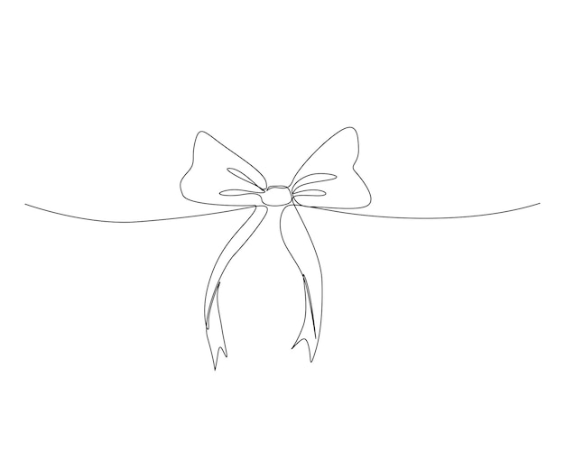 Continuous one line drawing of butterfly bowtie