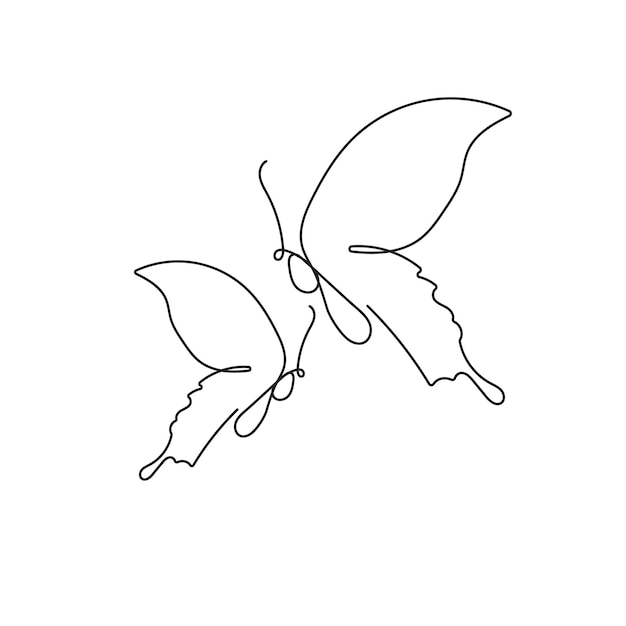 Continuous one line drawing of butterfly minimalist Modern drawing with line Vector illustration