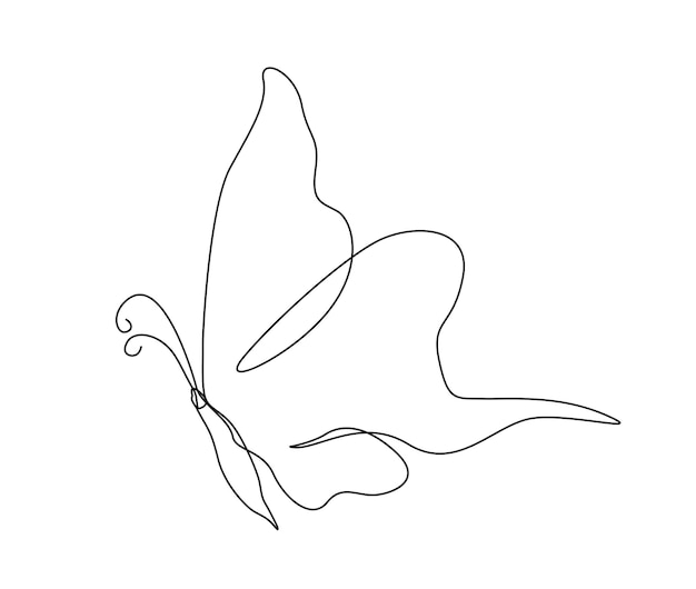 Continuous one line drawing of Butterfly Simple butterfly line art vector illustration