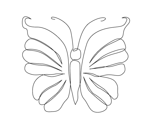 Continuous one line drawing of Butterfly Simple butterfly line art vector illustration