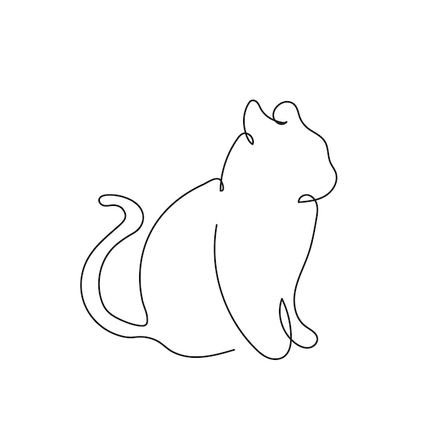 Continuous one line drawing cat Modern minimalist drawing Vector illustration