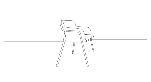 Continuous one line drawing of chair Scandinavian stylish furniture for loft living room in simple linear style Editable stroke Editable stroke Doodle vector illustration