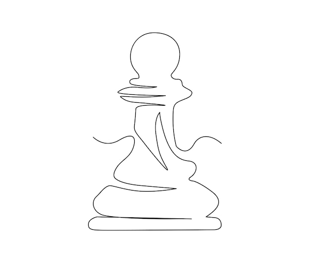 Continuous one line drawing of chess pawn Simple pawn line art vector illustration