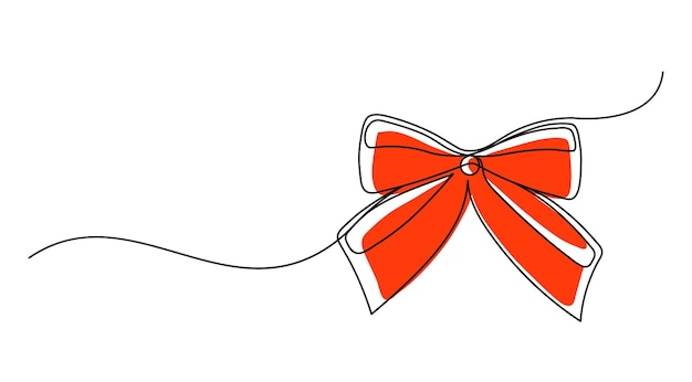 Continuous one line drawing of a Christmas bow