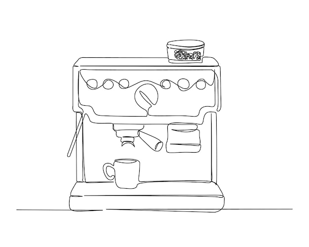 Continuous one line drawing of coffee maker machine Coffee maker line art vector