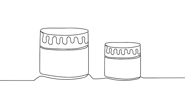 Continuous one line drawing of cosmetics product container for Cream Powder or Gel