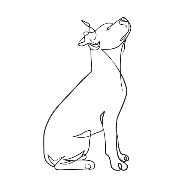 Continuous one line drawing of a dog Dog one line drawing minimalist style