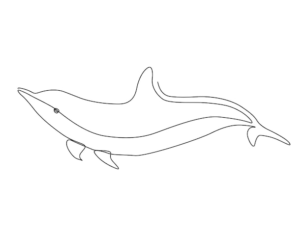 Continuous one line drawing of dolphin. Simple illustration of dolphin line art vector