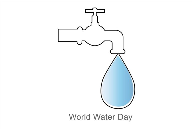 Vector continuous one line drawing of earth water world water day concept isolated vector illustration