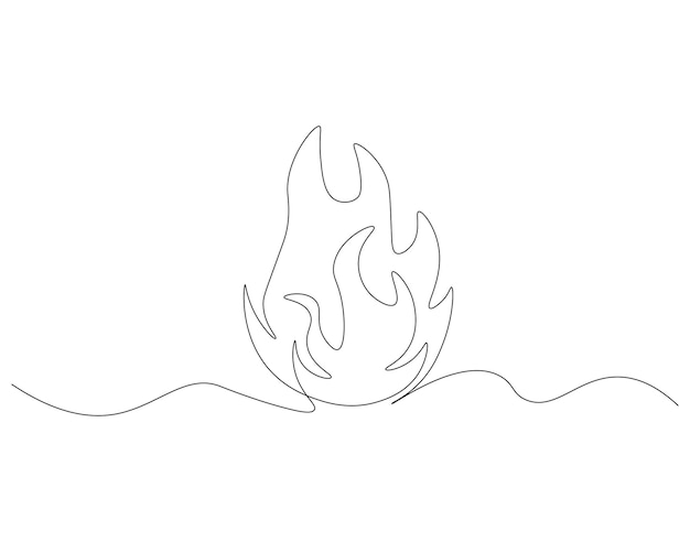 Continuous one line drawing of fire flame One line drawing illustration of fire Bonfire concept single line Editable outline