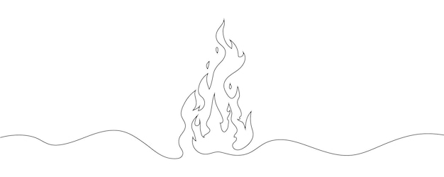 Continuous one line drawing of fire Flame single line vector illustration