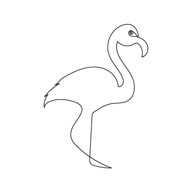 continuous one line drawing of Flamingo tropical bird and world wildlife day single line art