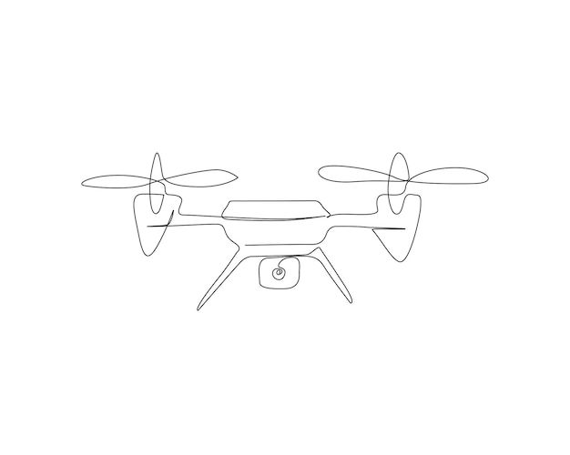 Continuous one line drawing of flying drone