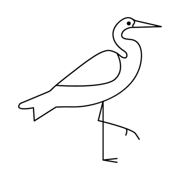 Continuous one line drawing of heron bird vector illustration