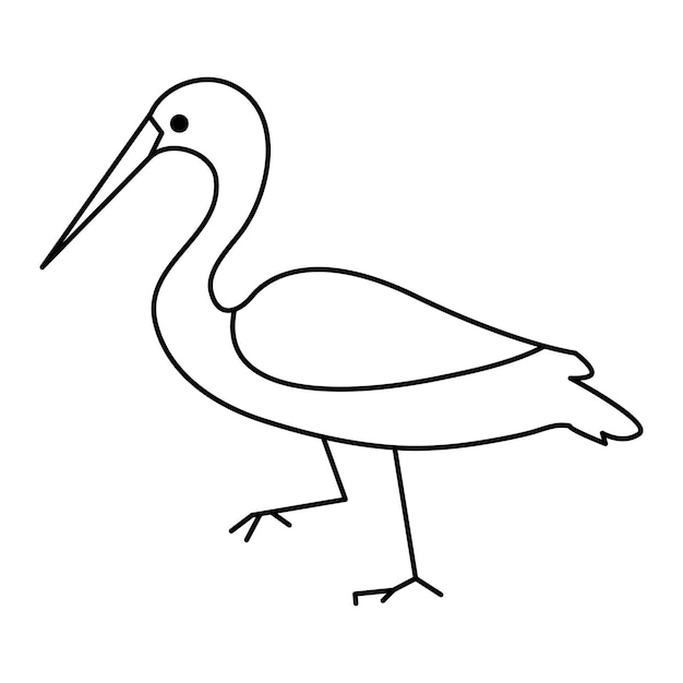 Continuous one line drawing of heron bird vector illustration