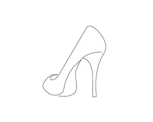 Continuous one line drawing of high heel