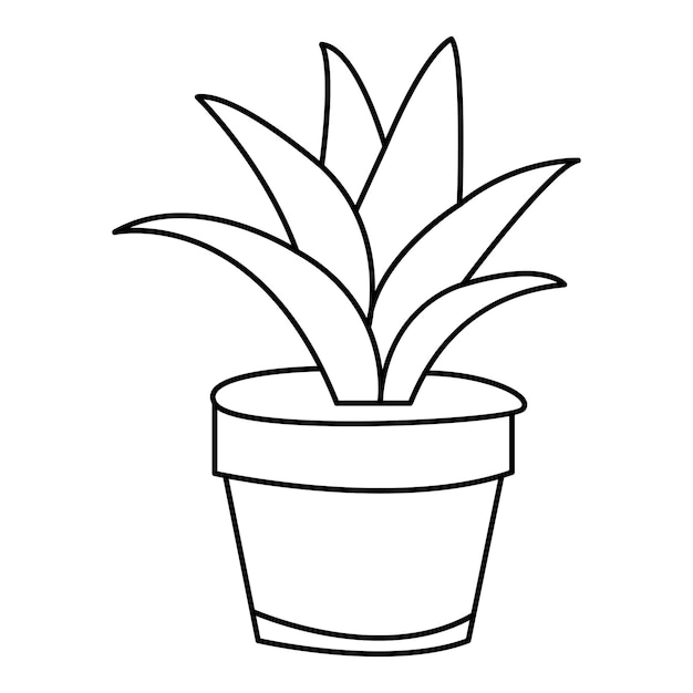 Continuous one line drawing of home plant in a pot tree vector illustration