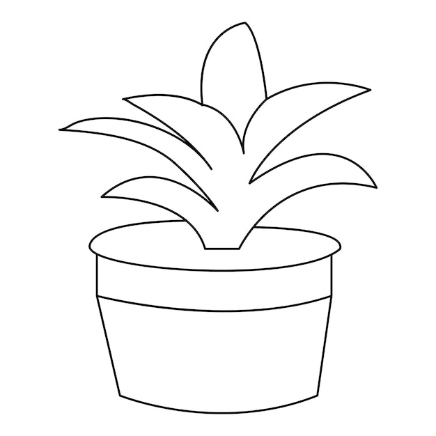 Continuous one line drawing of home plant in a pot tree vector illustration