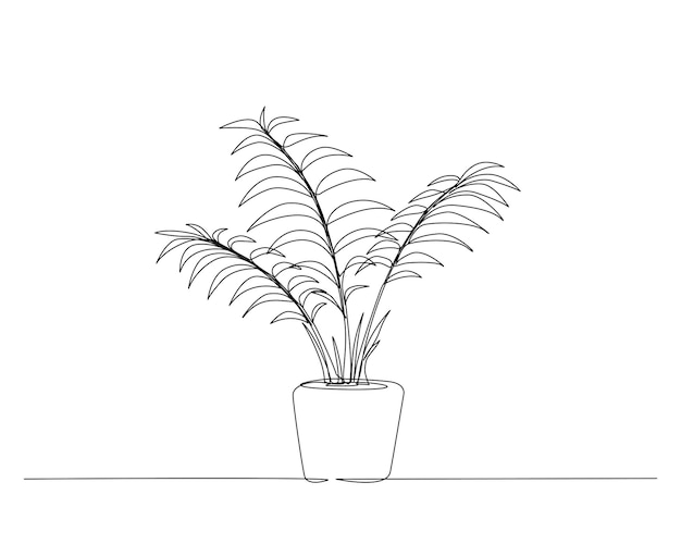 Continuous one line drawing of indoor palm plant