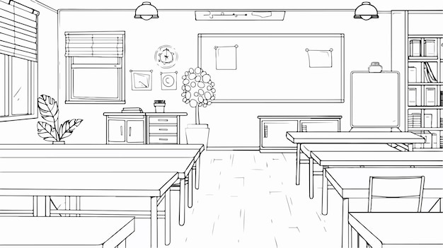 Continuous One Line Drawing Interior Design