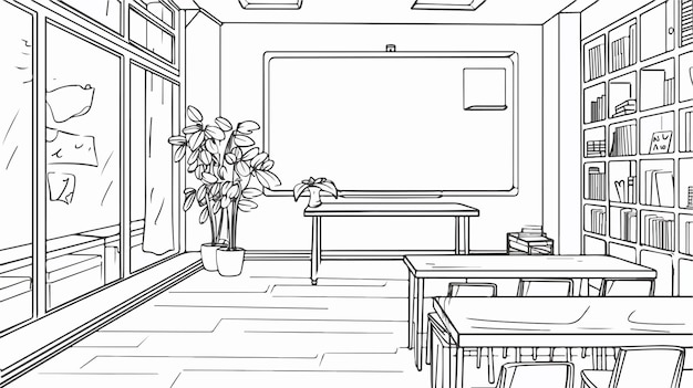 Continuous One Line Drawing Interior Design