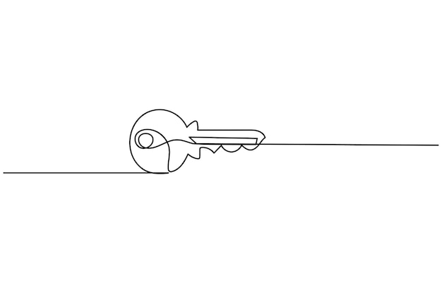 Vector continuous one line drawing of keys real estate keys icon success keys solutions opportunities