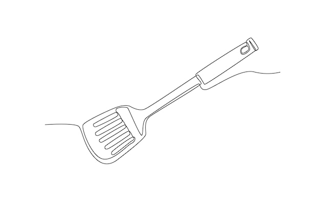 Continuous one line drawing kitchen spatula Kitchen appliances concept Single line draw design vector graphic illustration