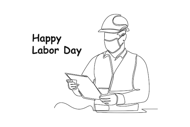 Continuous one line drawing Labor Day concept Single line draw design vector graphic illustration