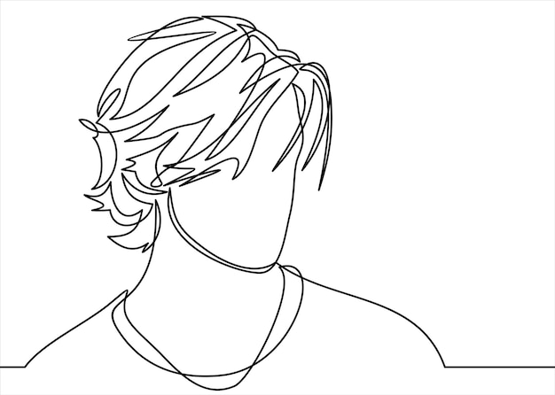 Continuous one line drawing of man portrait Hairstyle Fashionable men's style